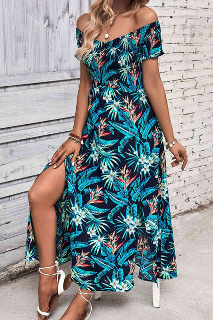 Floral Off-Shoulder Slit Dress  | Branch and Stick Branch and Stick