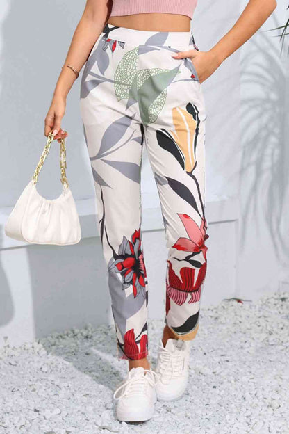 Floral Print Cropped Pants with Pockets | Branch and Stick Branch and Stick