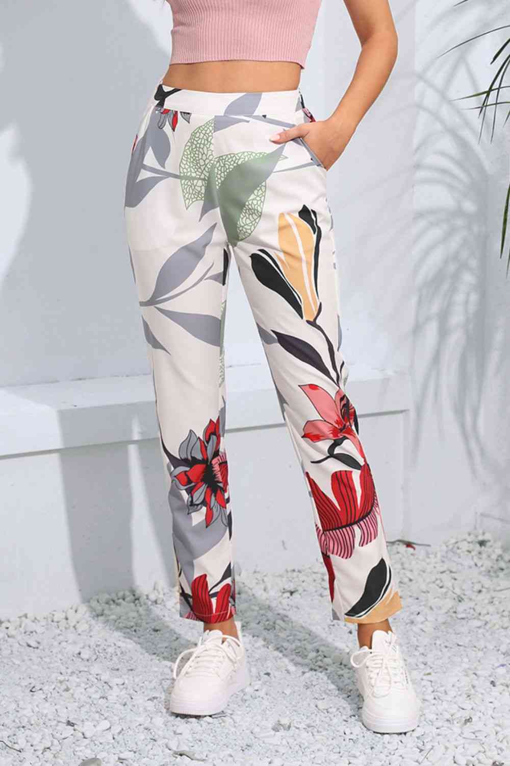 Floral Print Cropped Pants with Pockets | Branch and Stick Branch and Stick