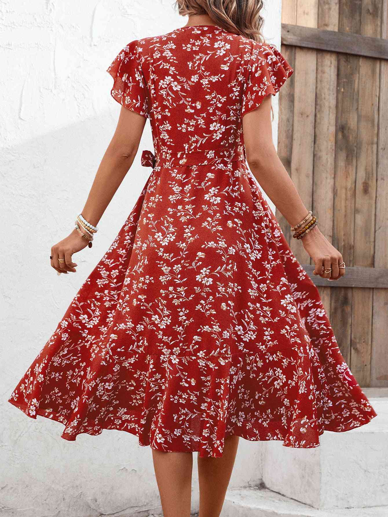 Floral Surplice Neck Flutter Sleeve Dress | Branch and Stick Branch and Stick