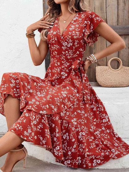 Floral Surplice Neck Flutter Sleeve Dress | Branch and Stick Branch and Stick