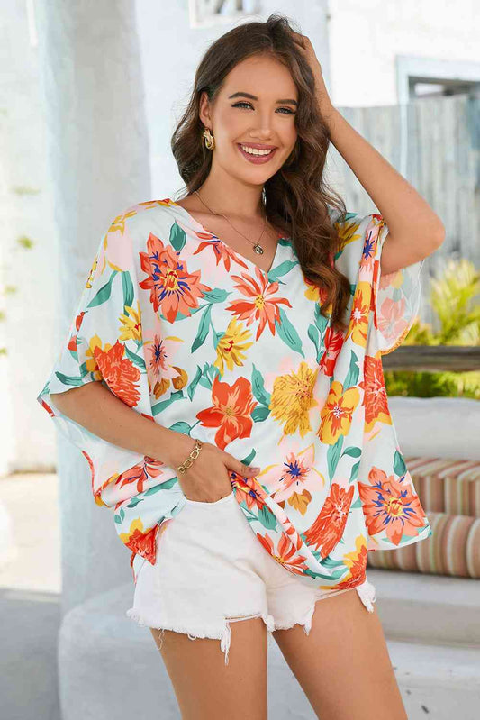 Floral V-Neck Tunic Blouse | Branch and Stick Branch and Stick