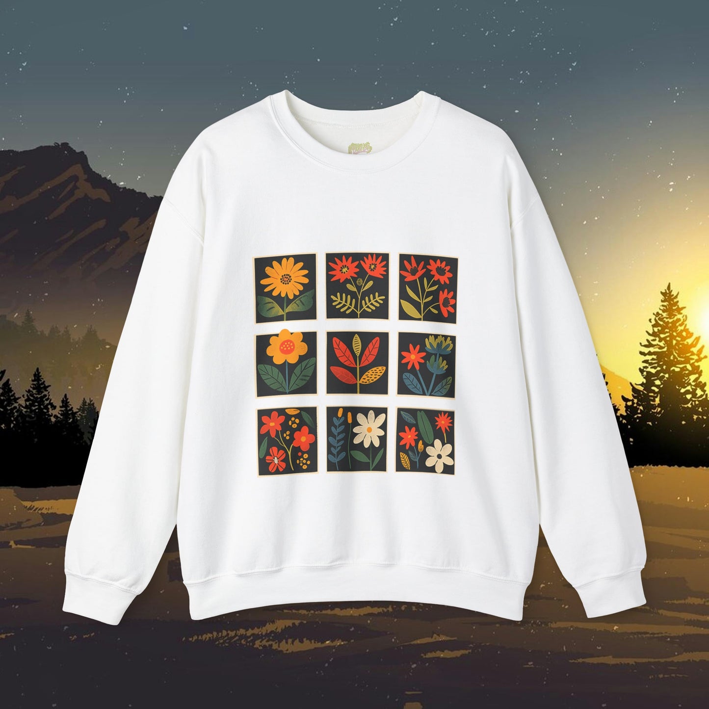 Folk Art Squares Wildflower Crewneck Sweatshirt | Branch and Stick Branch and Stick