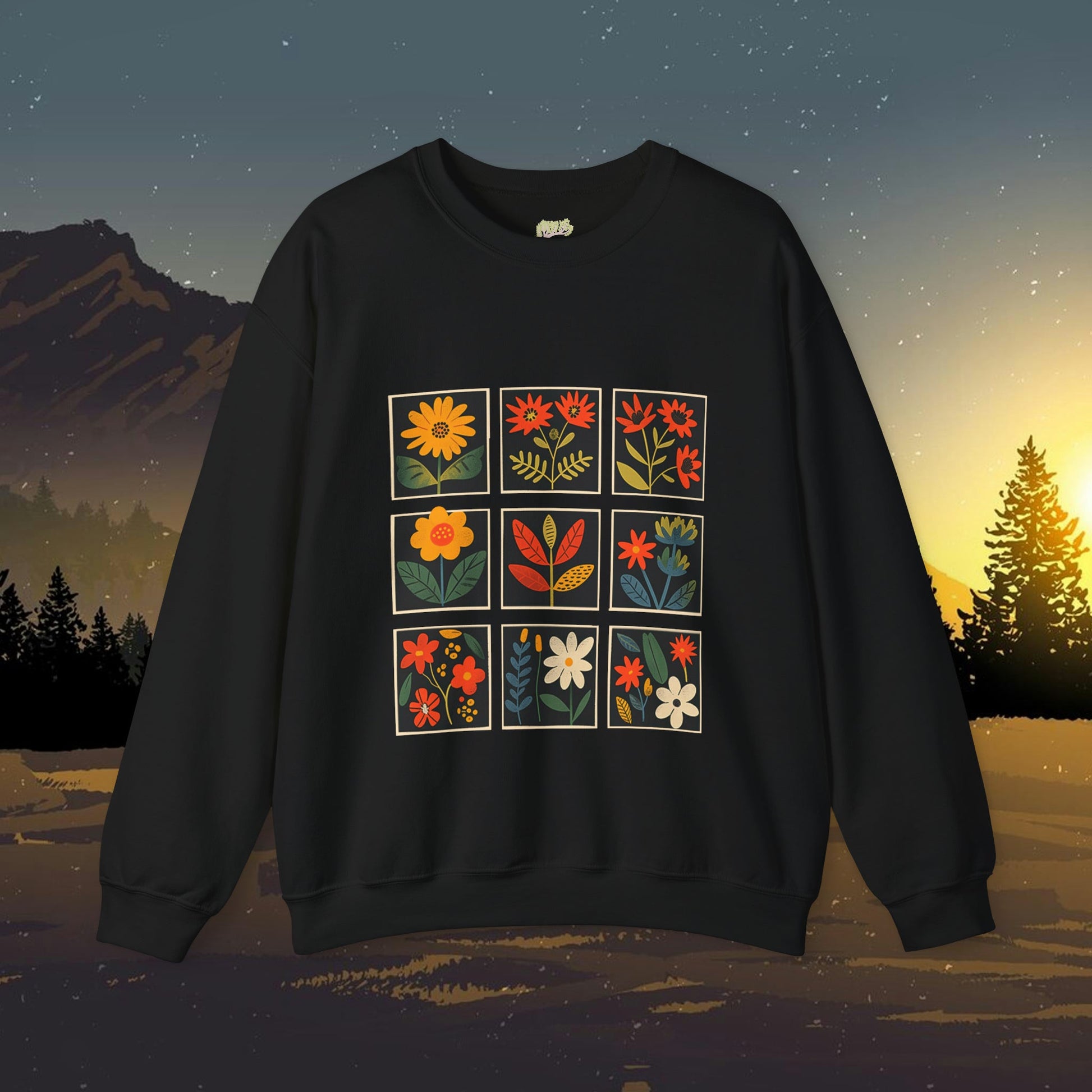 Folk Art Squares Wildflower Crewneck Sweatshirt | Branch and Stick Branch and Stick