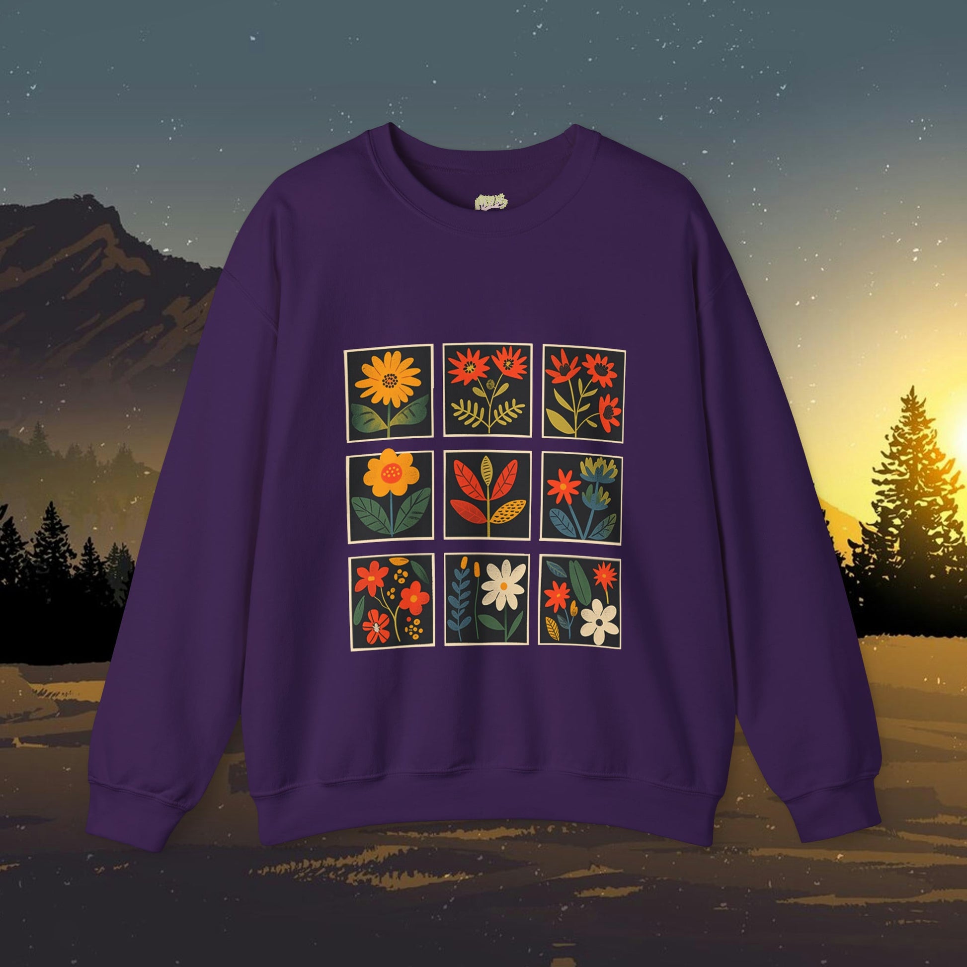 Folk Art Squares Wildflower Crewneck Sweatshirt | Branch and Stick Branch and Stick