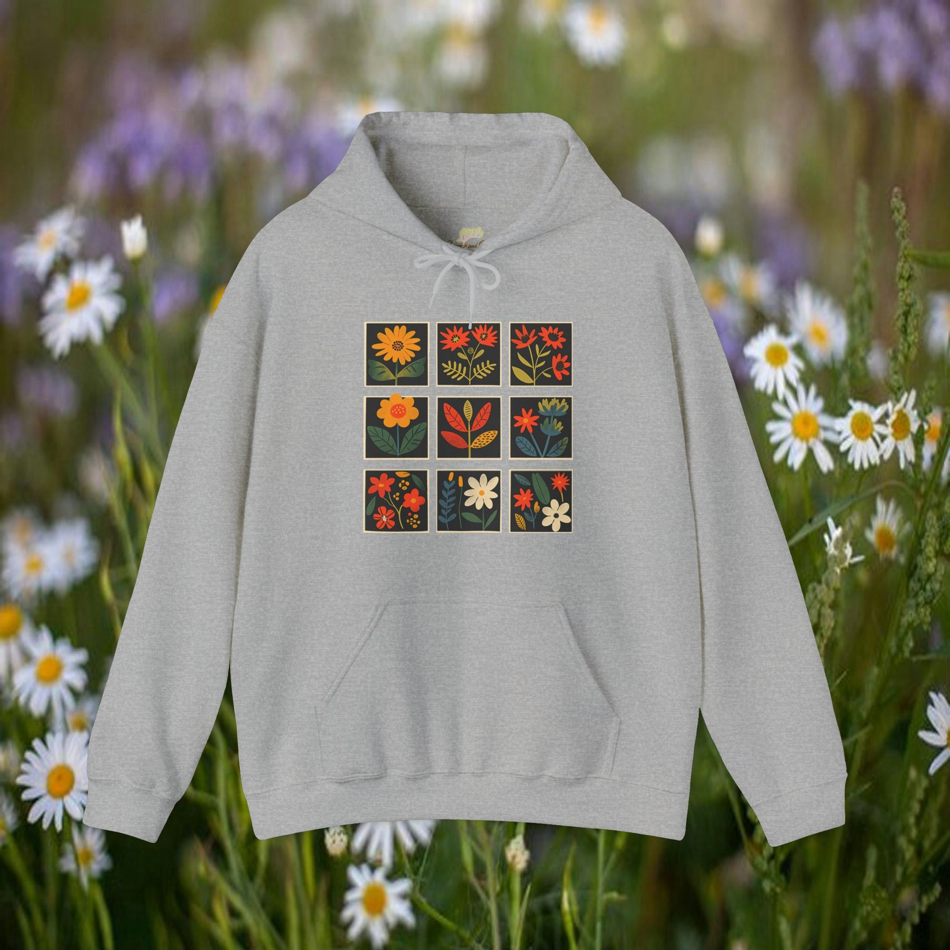 Folk Art Squares Wildflower Hooded Sweatshirt | Branch and Stick Branch and Stick