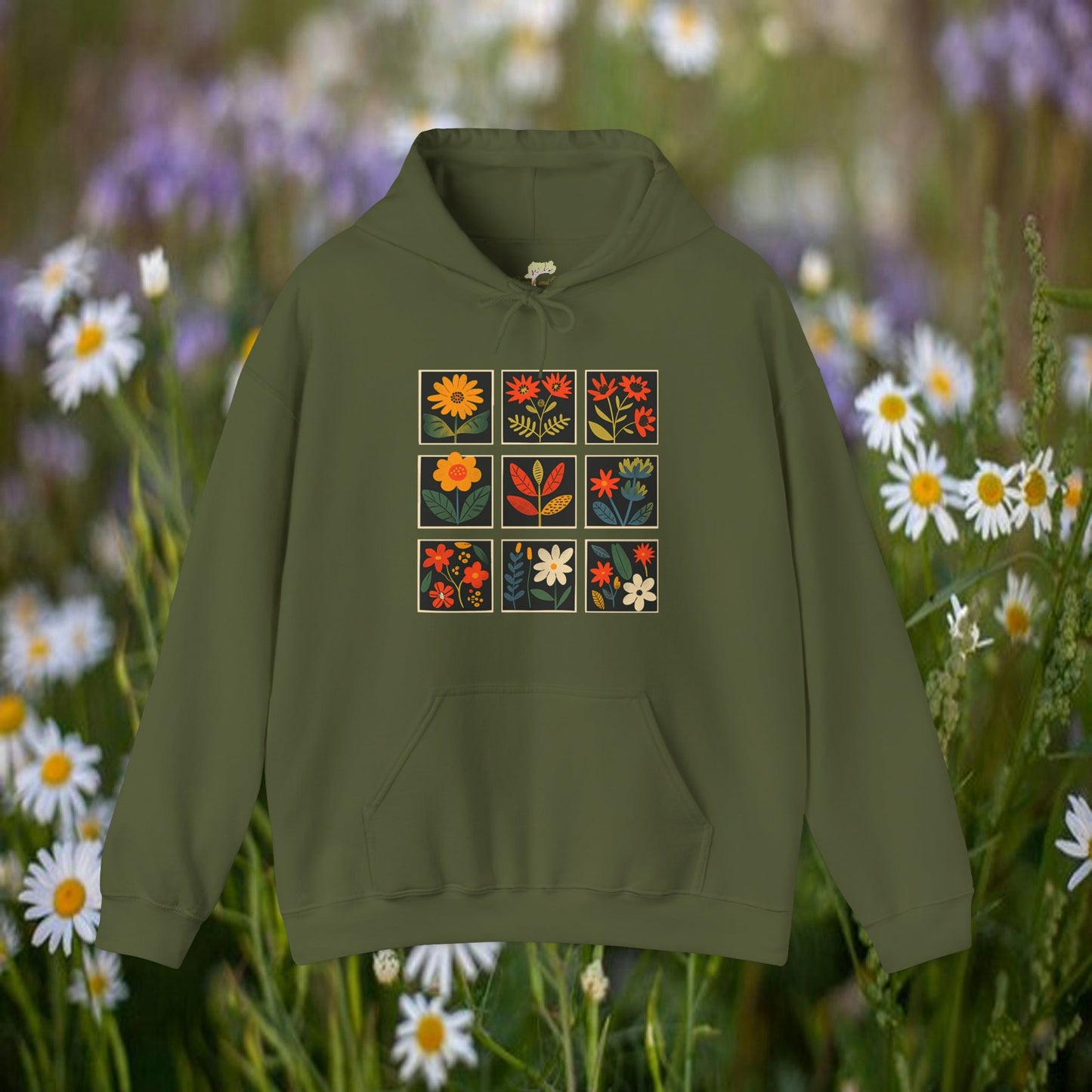 Folk Art Squares Wildflower Hooded Sweatshirt | Branch and Stick Branch and Stick