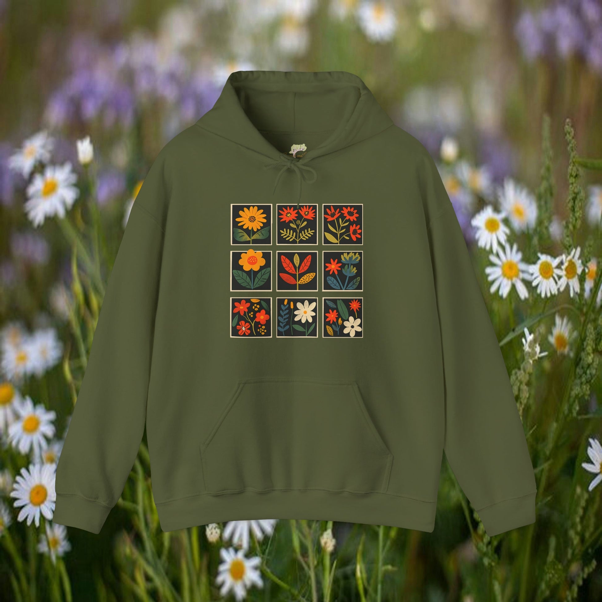 Folk Art Squares Wildflower Hooded Sweatshirt | Branch and Stick Branch and Stick