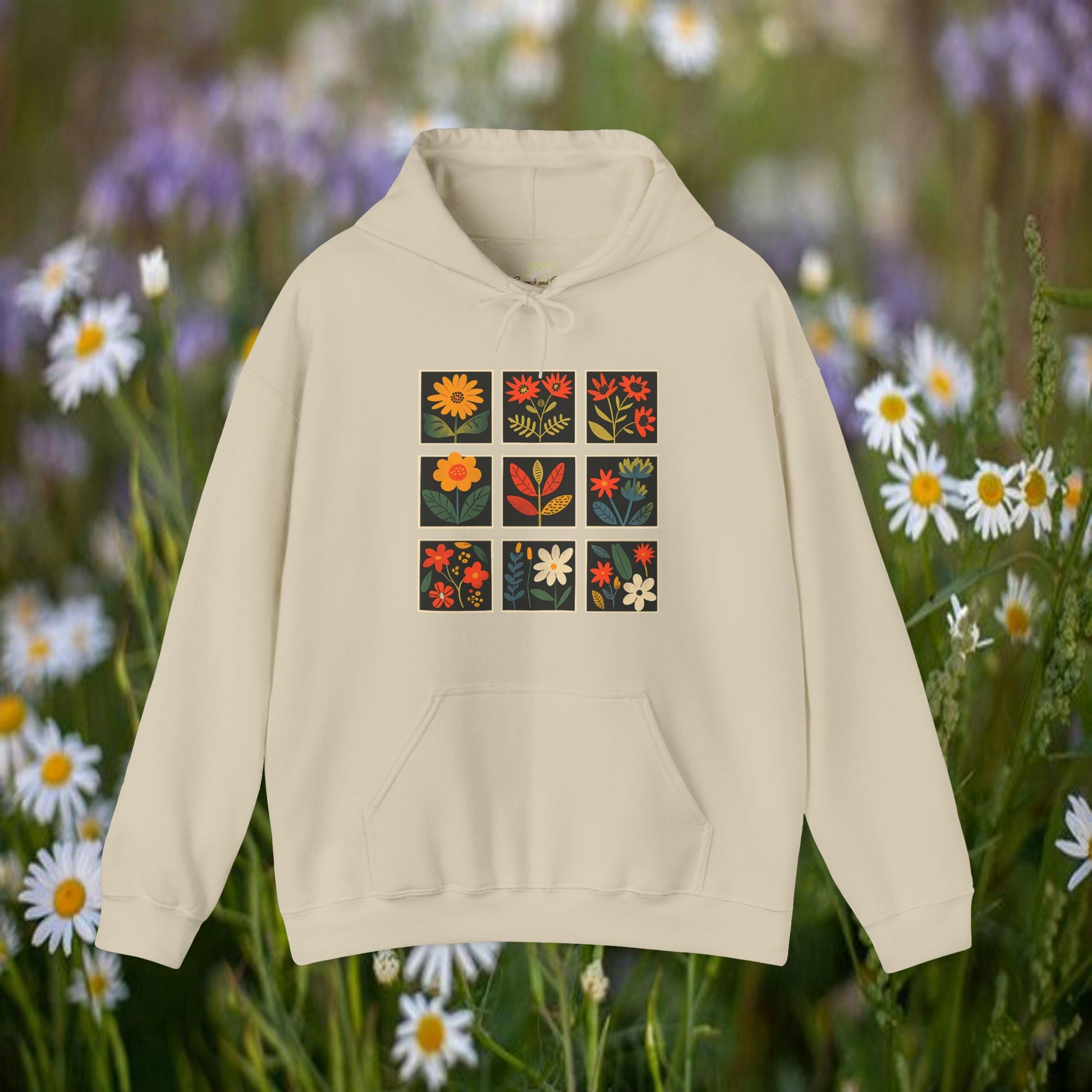 Folk Art Squares Wildflower Hooded Sweatshirt | Branch and Stick Branch and Stick