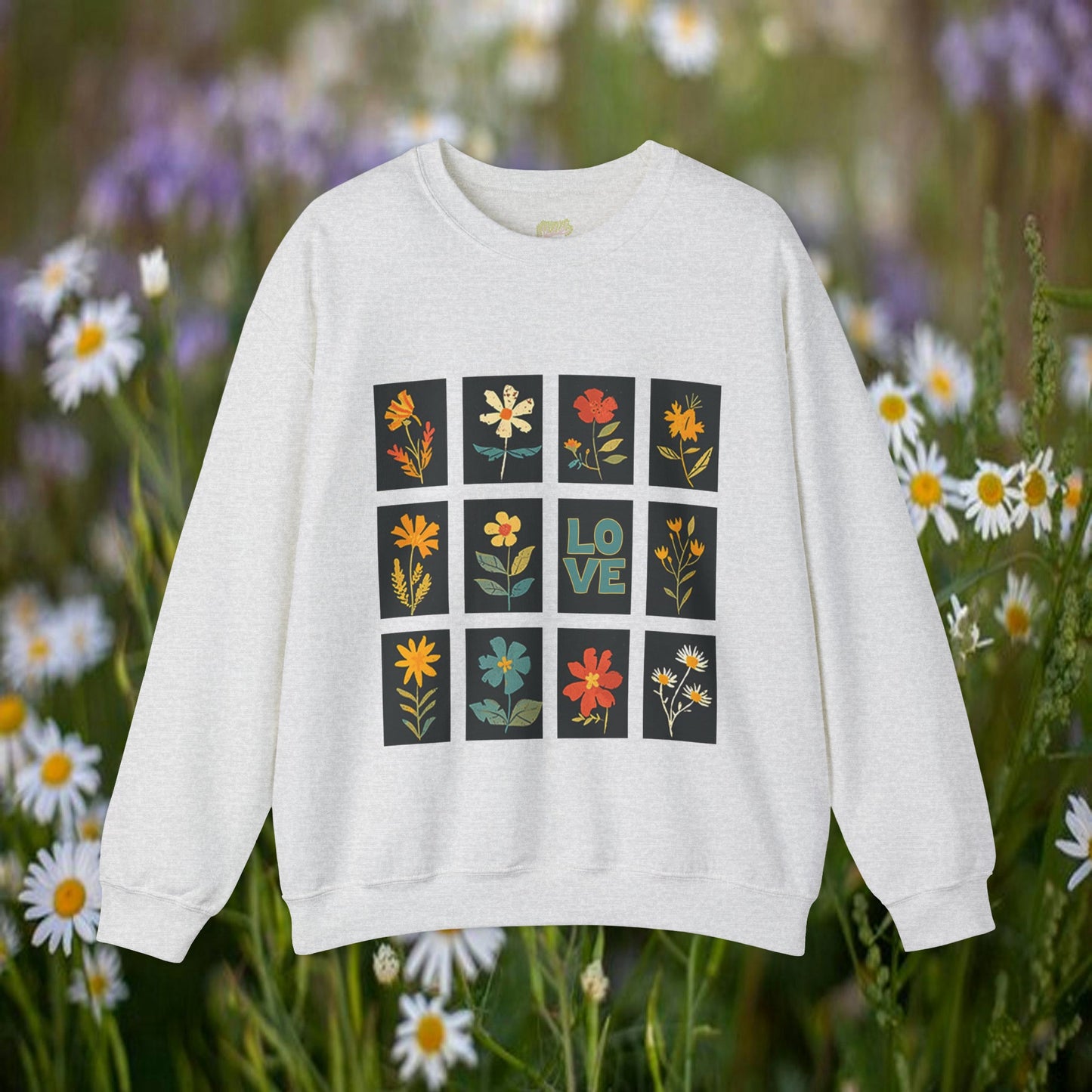 Folk Art Wildflower Love Design Hooded Sweatshirt | Branch and Stick Branch and Stick