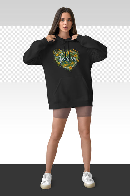 Jesus Heart Wildflower Hooded Sweatshirt | Branch and Stick Branch and Stick