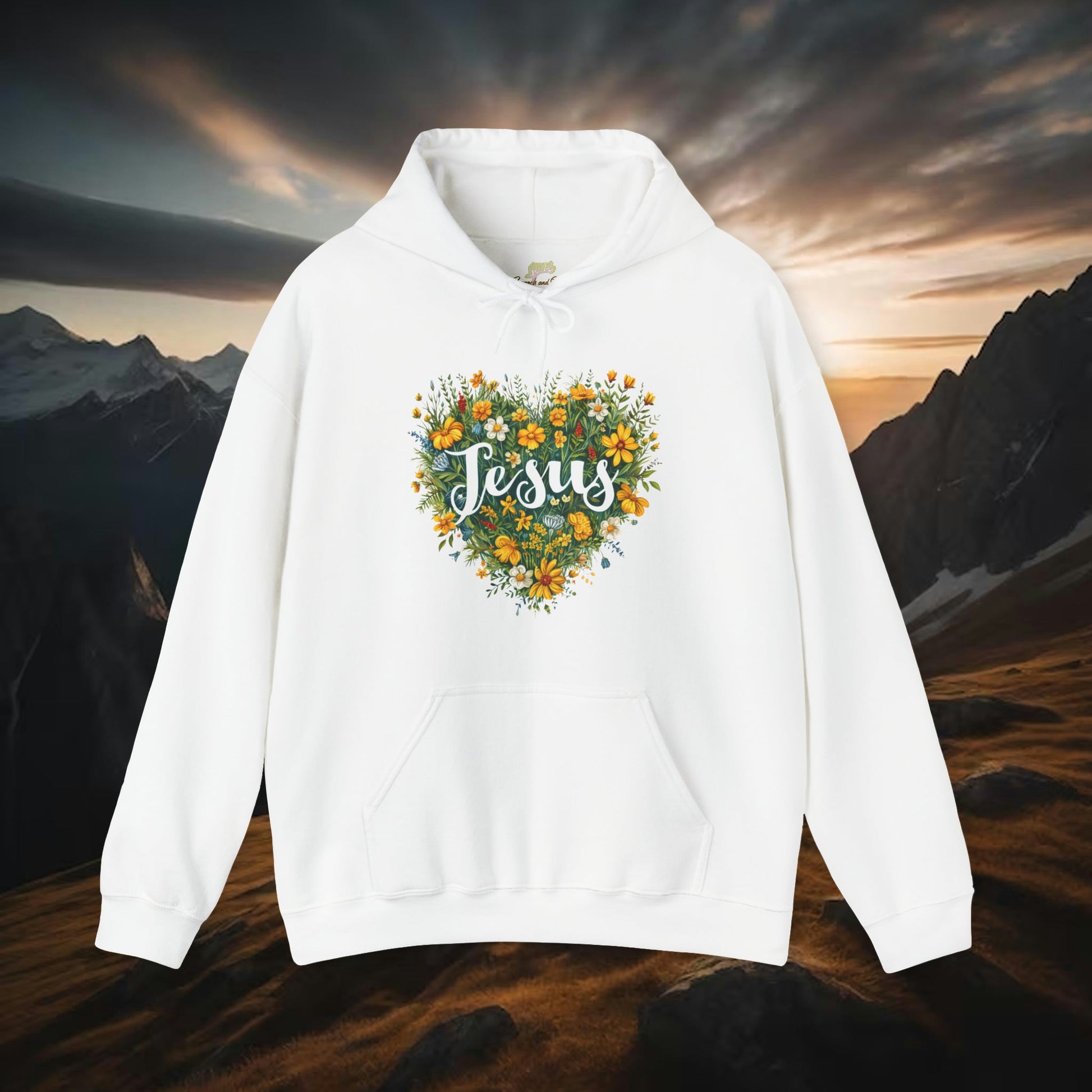 Jesus Heart Wildflower Hooded Sweatshirt | Branch and Stick Branch and Stick