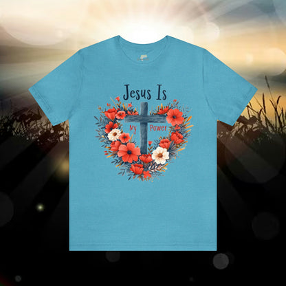 Jesus Is My Power Cross Heart Unisex Tee | Branch and Stick Branch and Stick