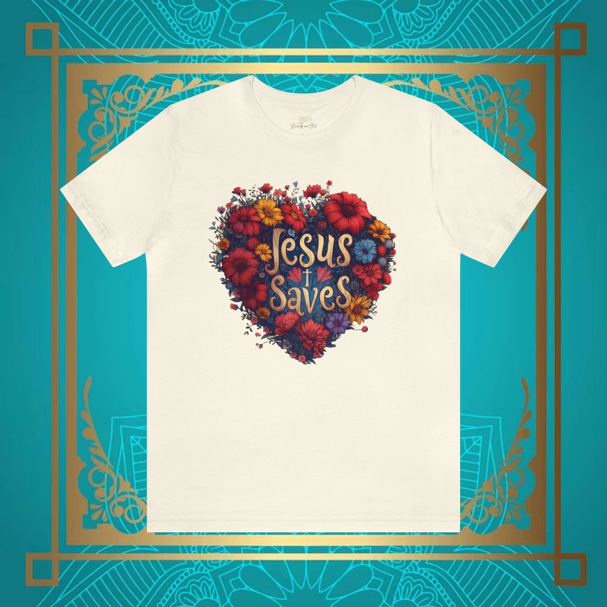 Jesus Saves Hearts and Wildflowers Unisex Tee | Branch and Stick Branch and Stick