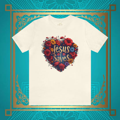 Jesus Saves Hearts and Wildflowers Unisex Tee | Branch and Stick Branch and Stick