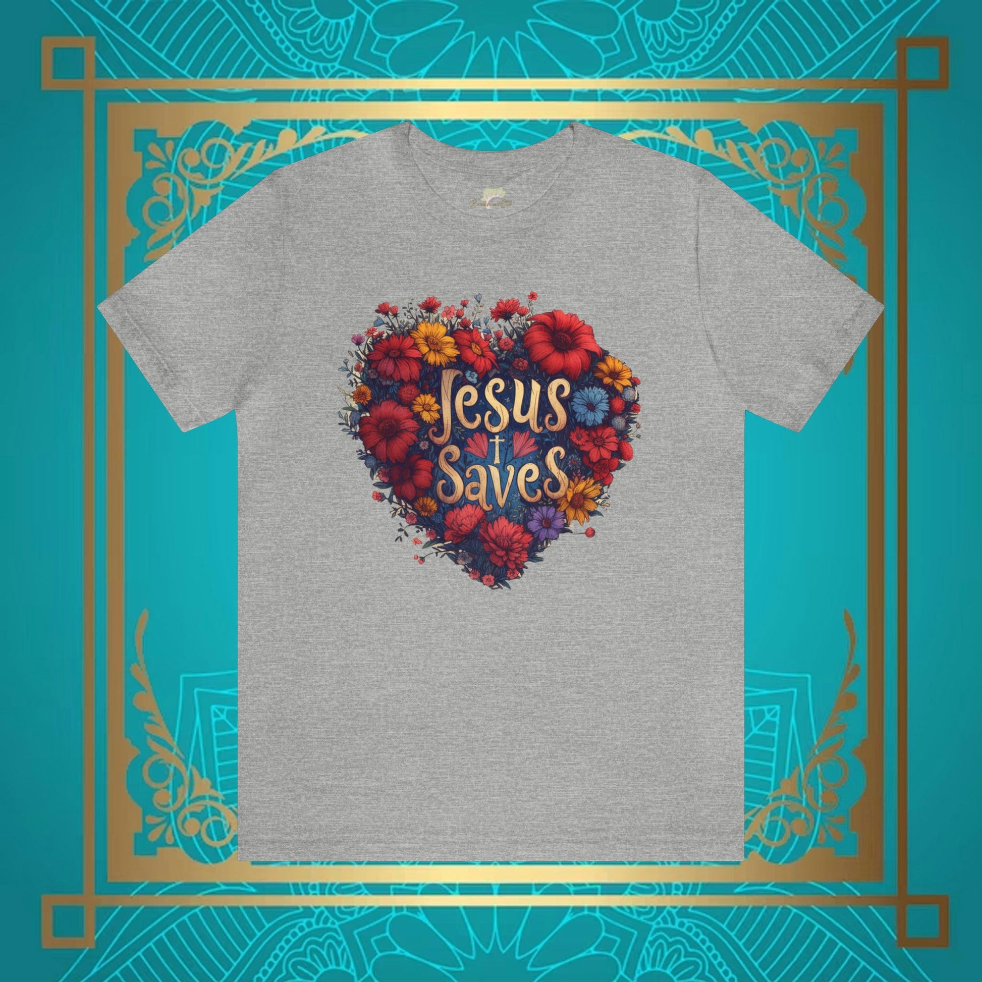 Jesus Saves Hearts and Wildflowers Unisex Tee | Branch and Stick Branch and Stick