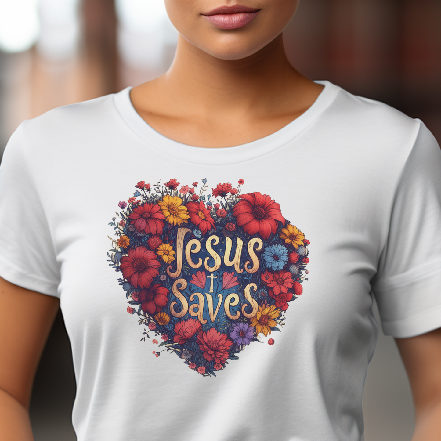 Jesus Saves Hearts and Wildflowers Unisex Tee | Branch and Stick Branch and Stick