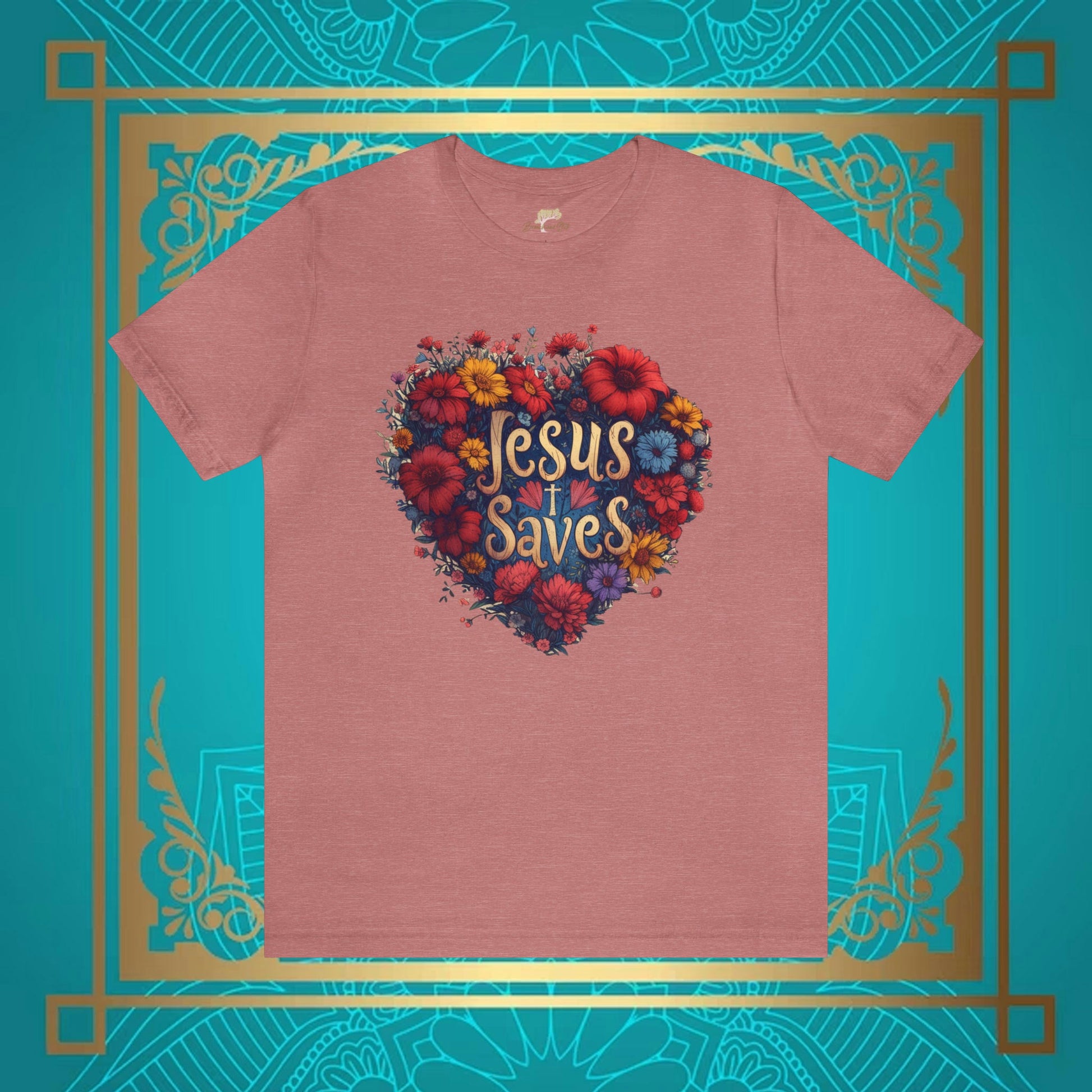 Jesus Saves Hearts and Wildflowers Unisex Tee | Branch and Stick Branch and Stick