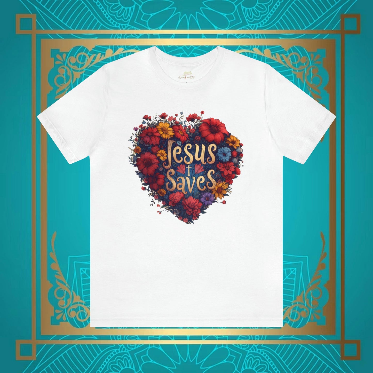 Jesus Saves Hearts and Wildflowers Unisex Tee | Branch and Stick Branch and Stick