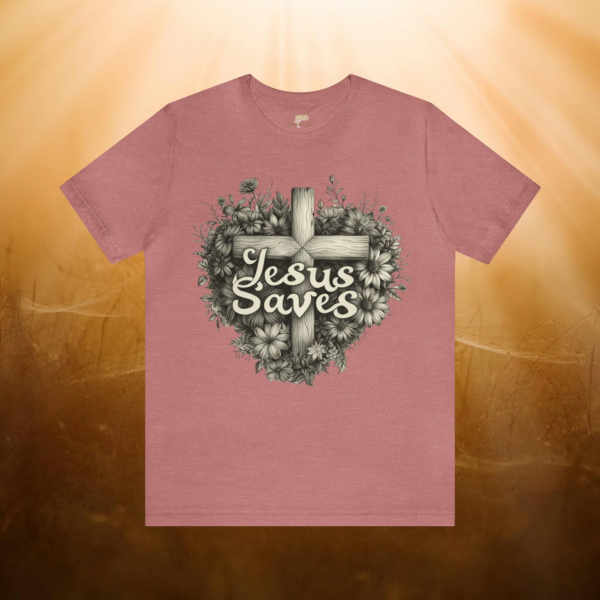 Jesus Saves Wildflowers Heart and Cross Unisex Tee | Branch and Stick Branch and Stick