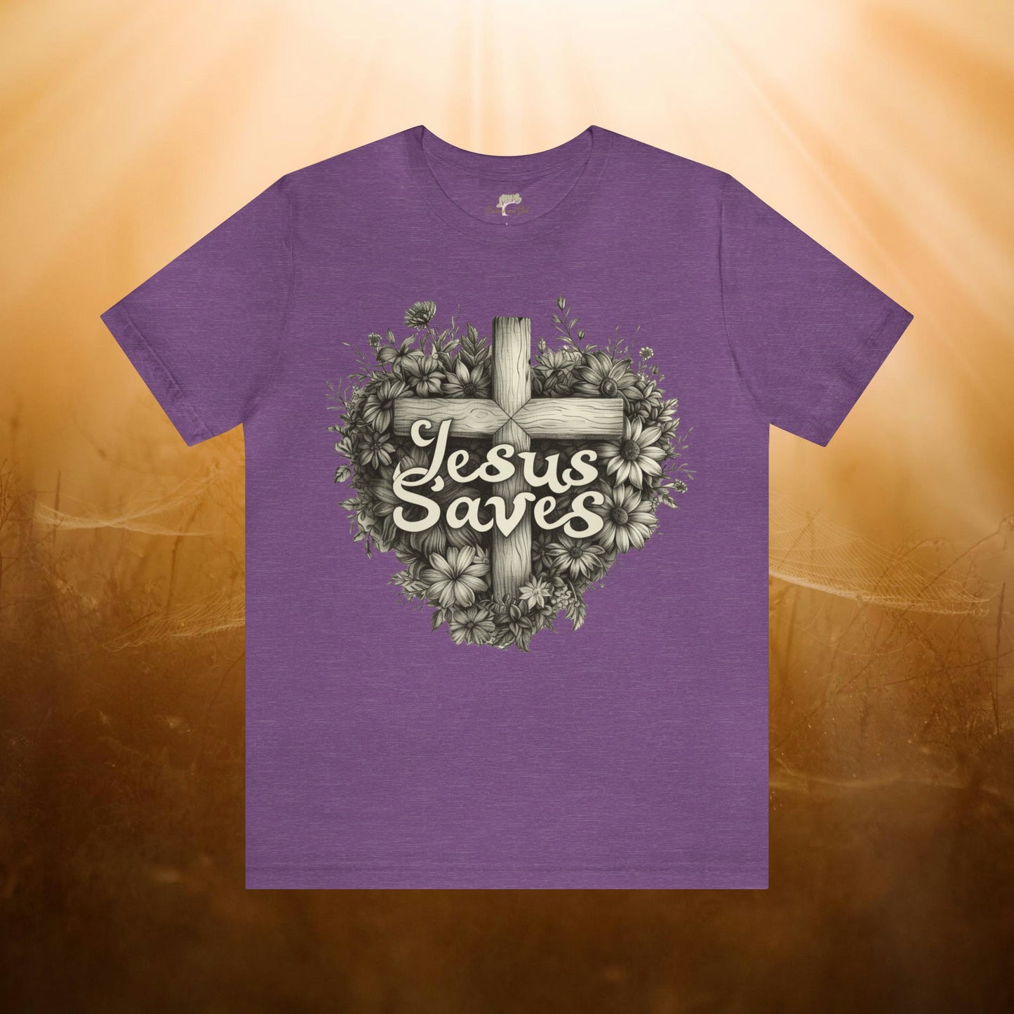 Jesus Saves Wildflowers Heart and Cross Unisex Tee | Branch and Stick Branch and Stick