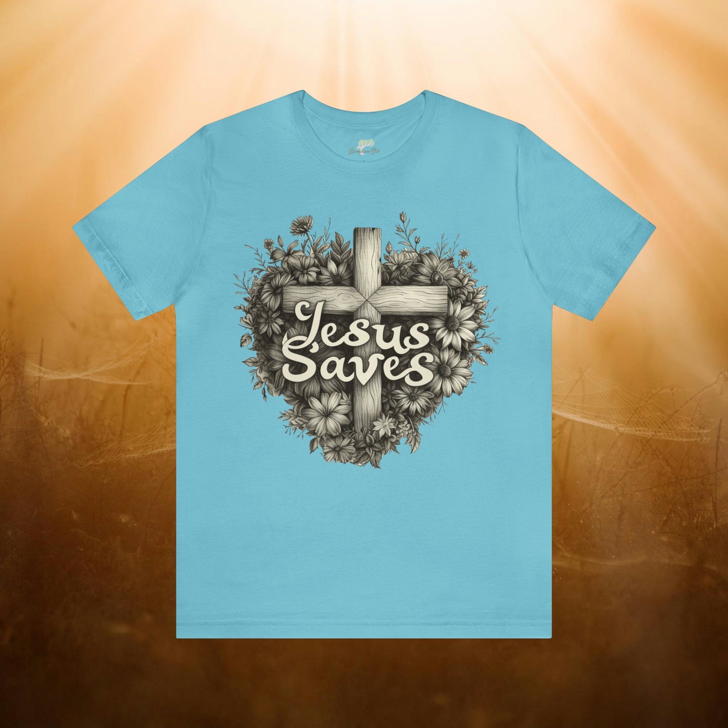 Jesus Saves Wildflowers Heart and Cross Unisex Tee | Branch and Stick Branch and Stick