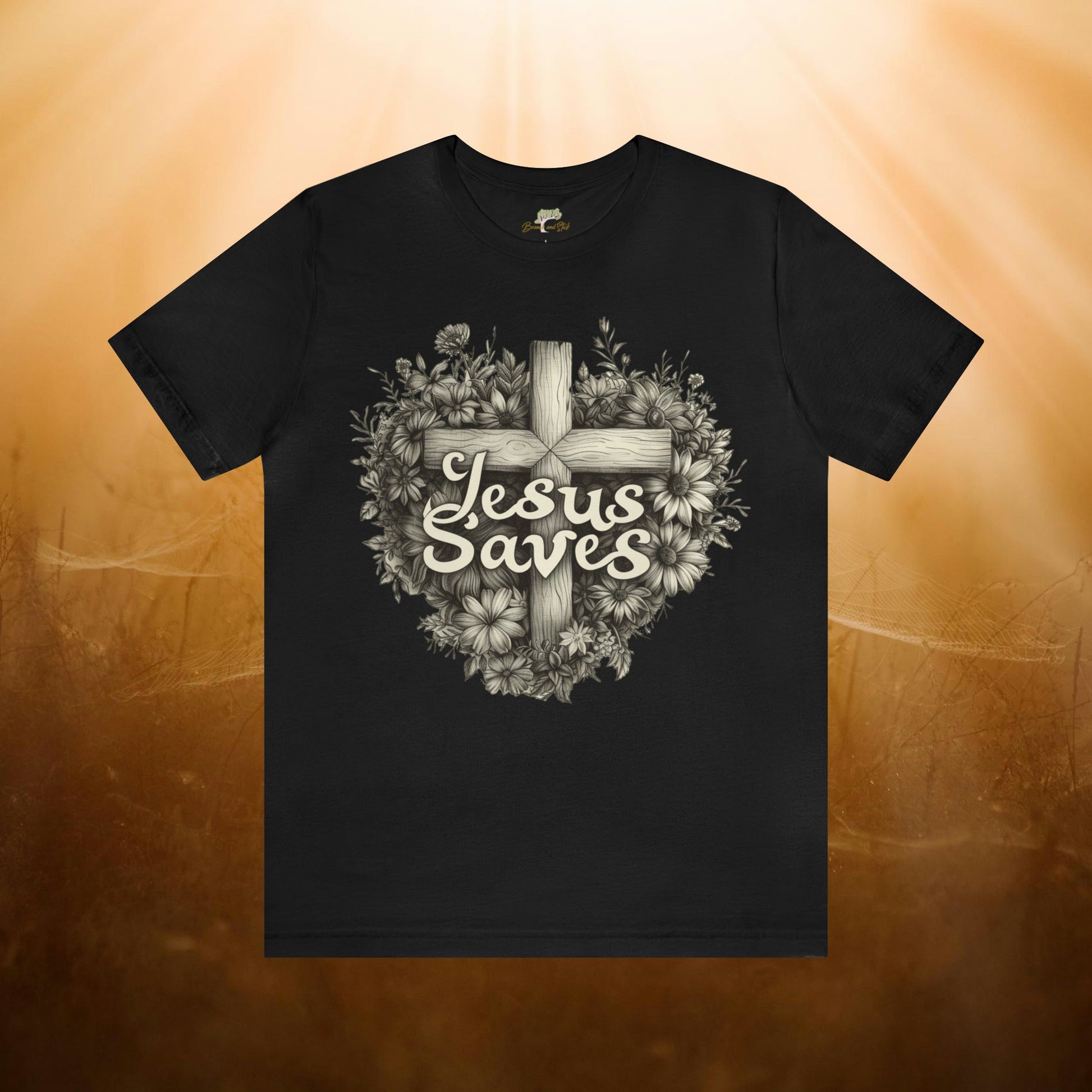 Jesus Saves Wildflowers Heart and Cross Unisex Tee | Branch and Stick Branch and Stick