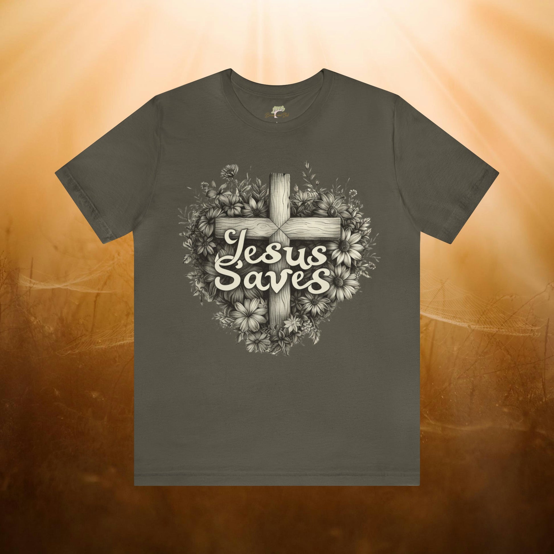 Jesus Saves Wildflowers Heart and Cross Unisex Tee | Branch and Stick Branch and Stick