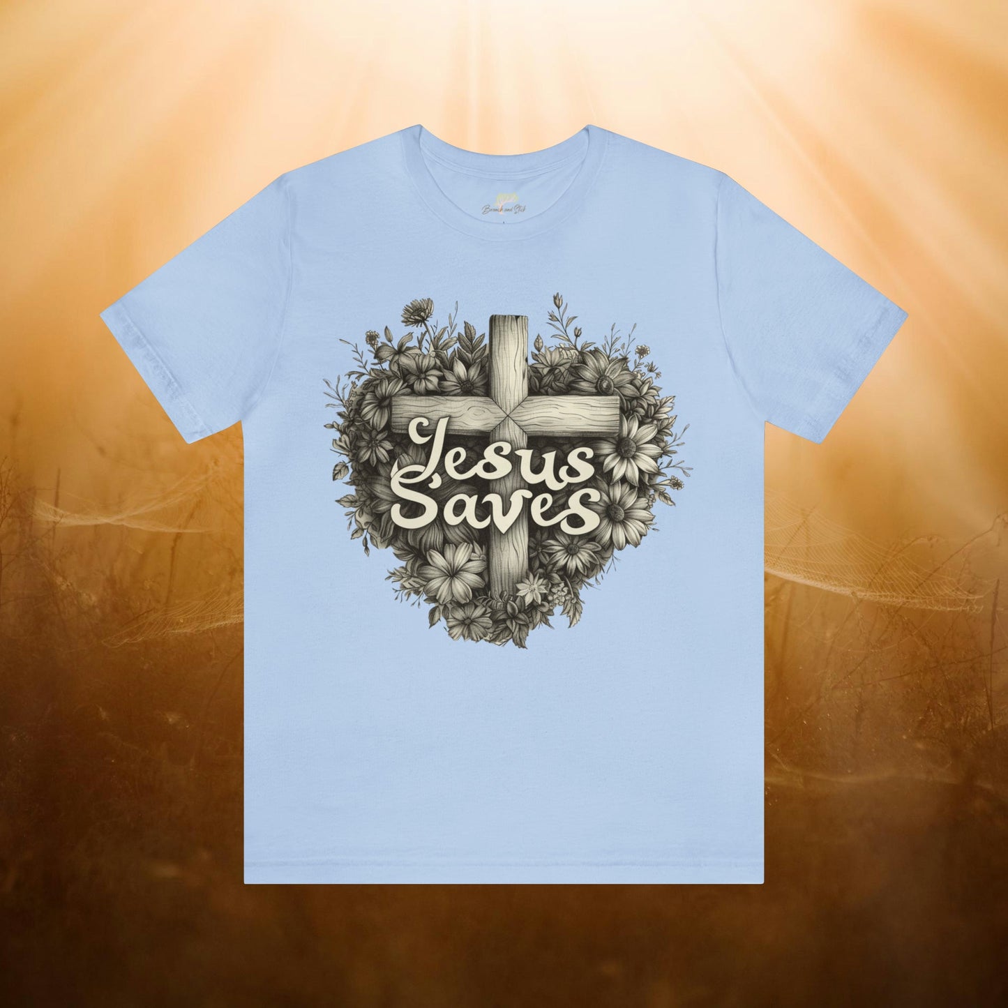 Jesus Saves Wildflowers Heart and Cross Unisex Tee | Branch and Stick Branch and Stick