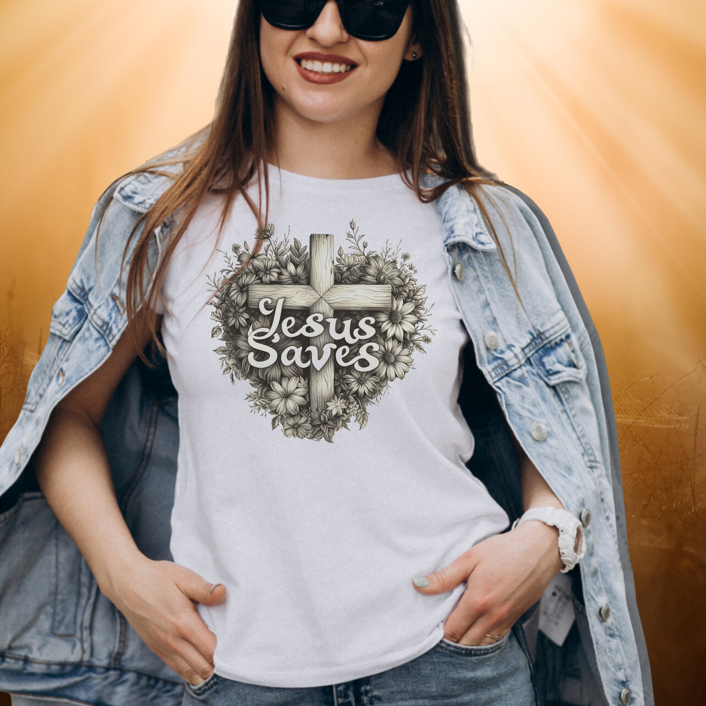 Jesus Saves Wildflowers Heart and Cross Unisex Tee | Branch and Stick Branch and Stick