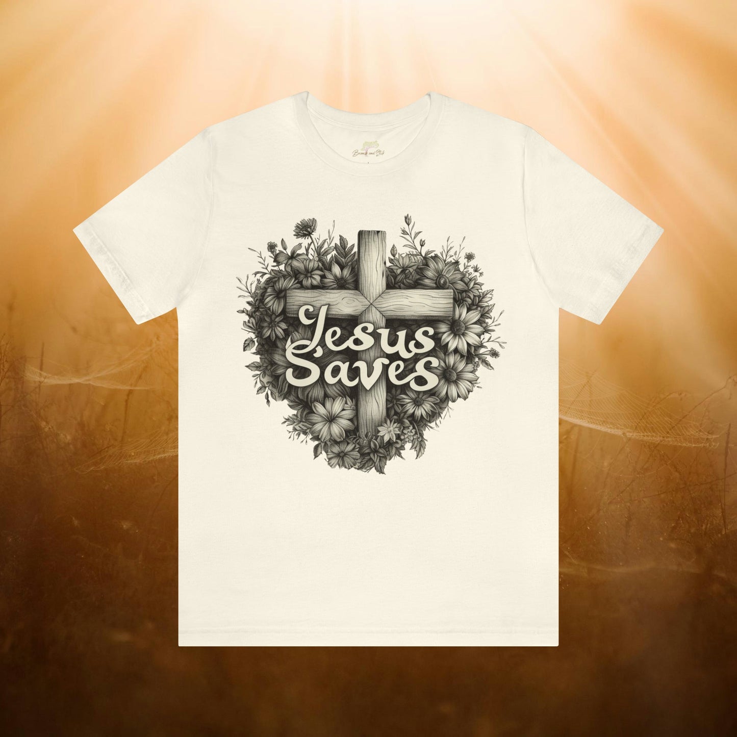 Jesus Saves Wildflowers Heart and Cross Unisex Tee | Branch and Stick Branch and Stick