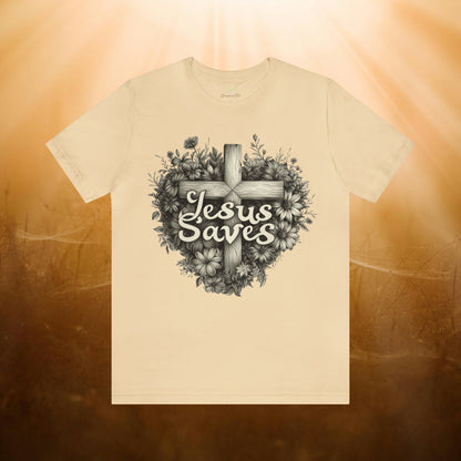 Jesus Saves Wildflowers Heart and Cross Unisex Tee | Branch and Stick Branch and Stick