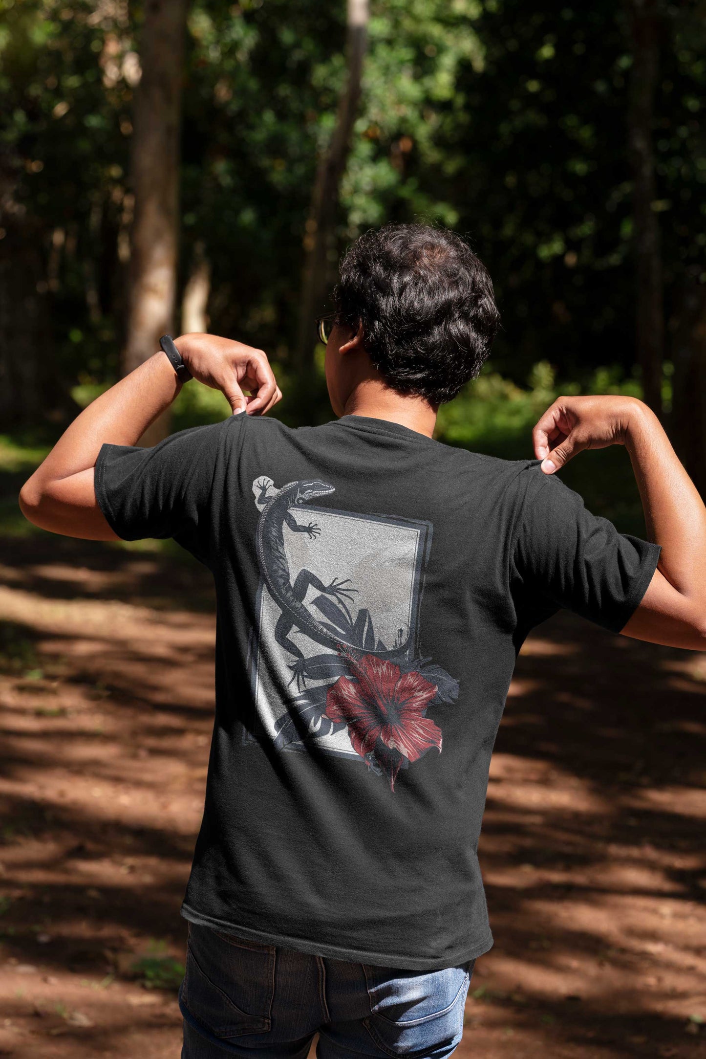 Lizard and Hibiscus 2-Sided Unisex Tee | Branch and Stick Branch and Stick