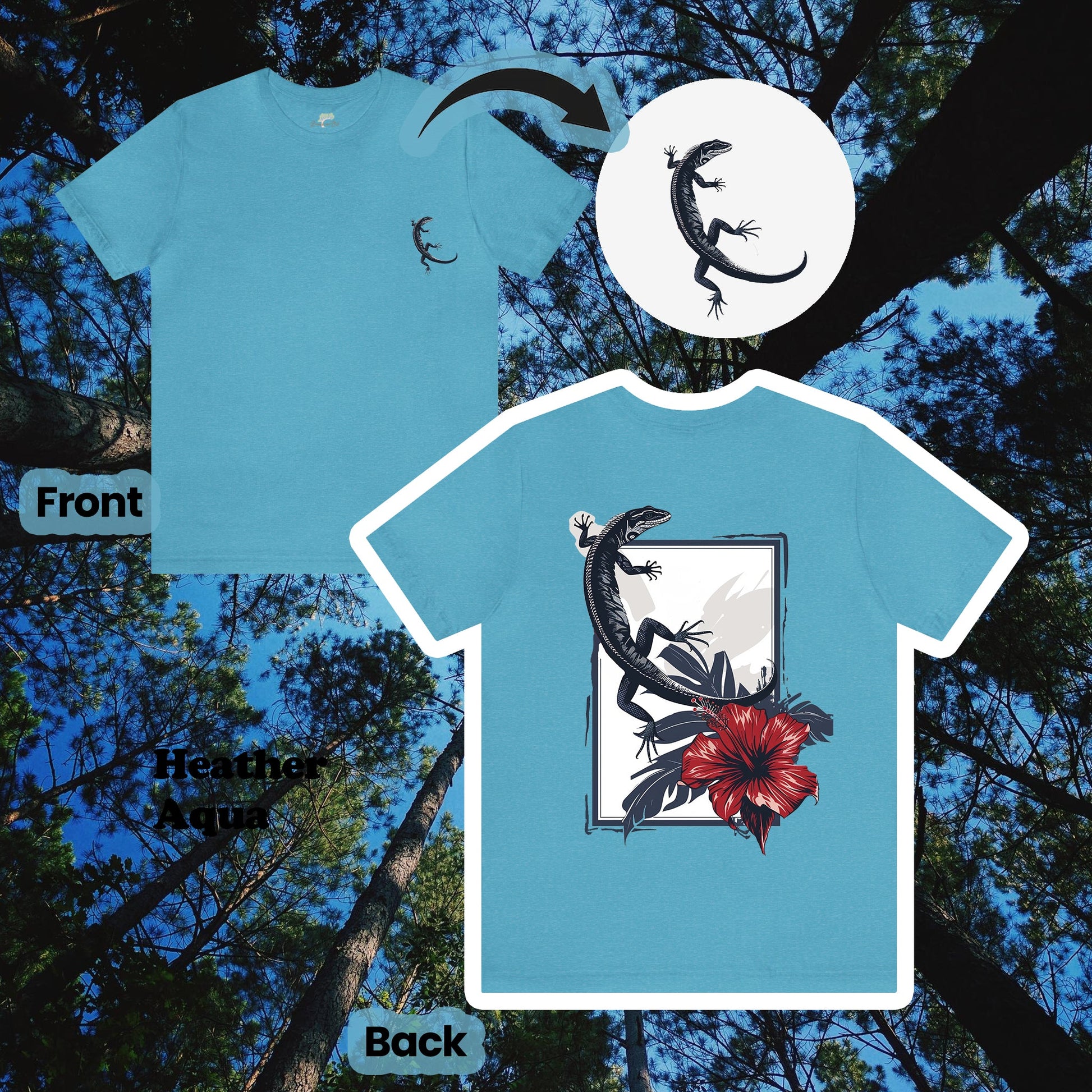 Lizard and Hibiscus 2-Sided Unisex Tee | Branch and Stick Branch and Stick