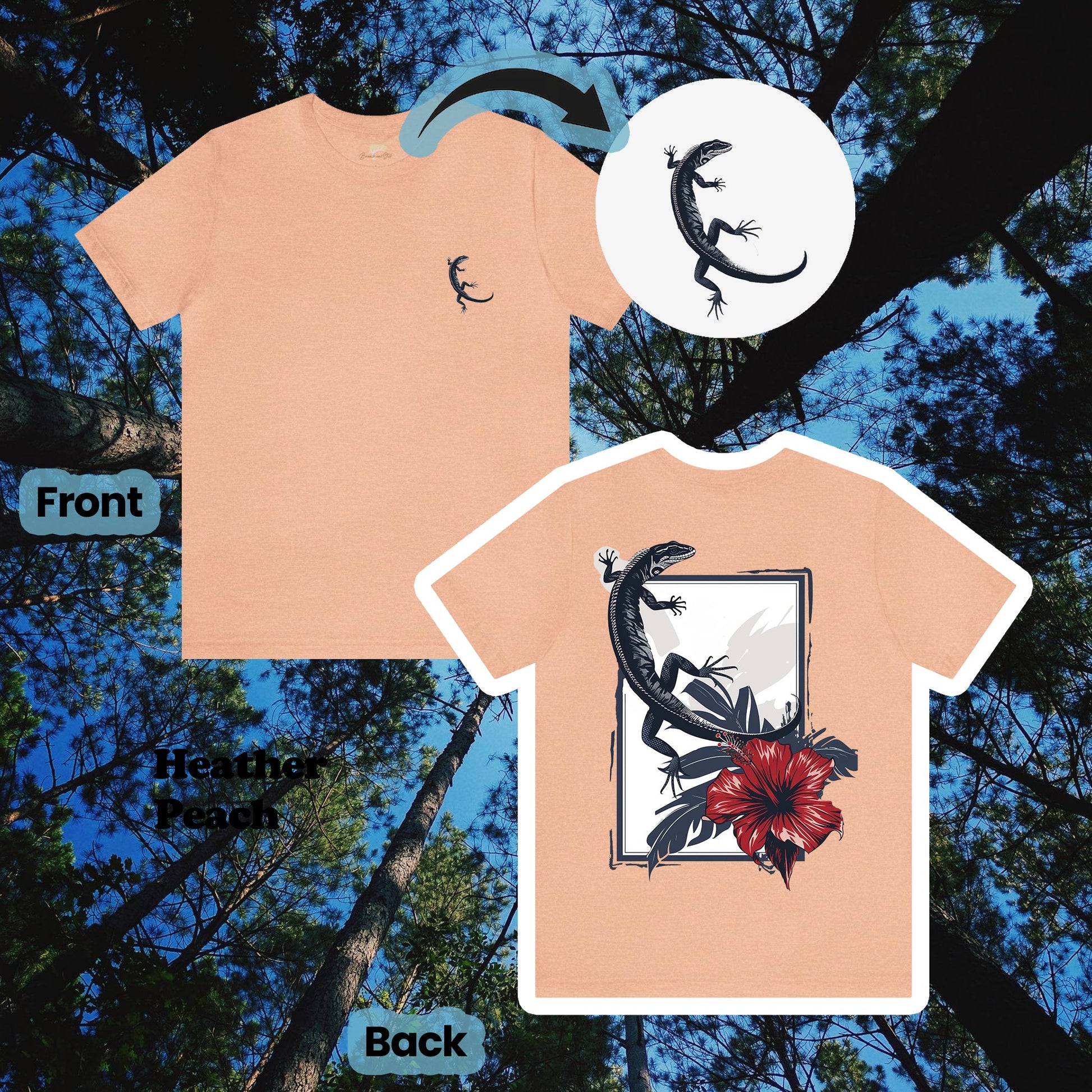 Lizard and Hibiscus 2-Sided Unisex Tee | Branch and Stick Branch and Stick