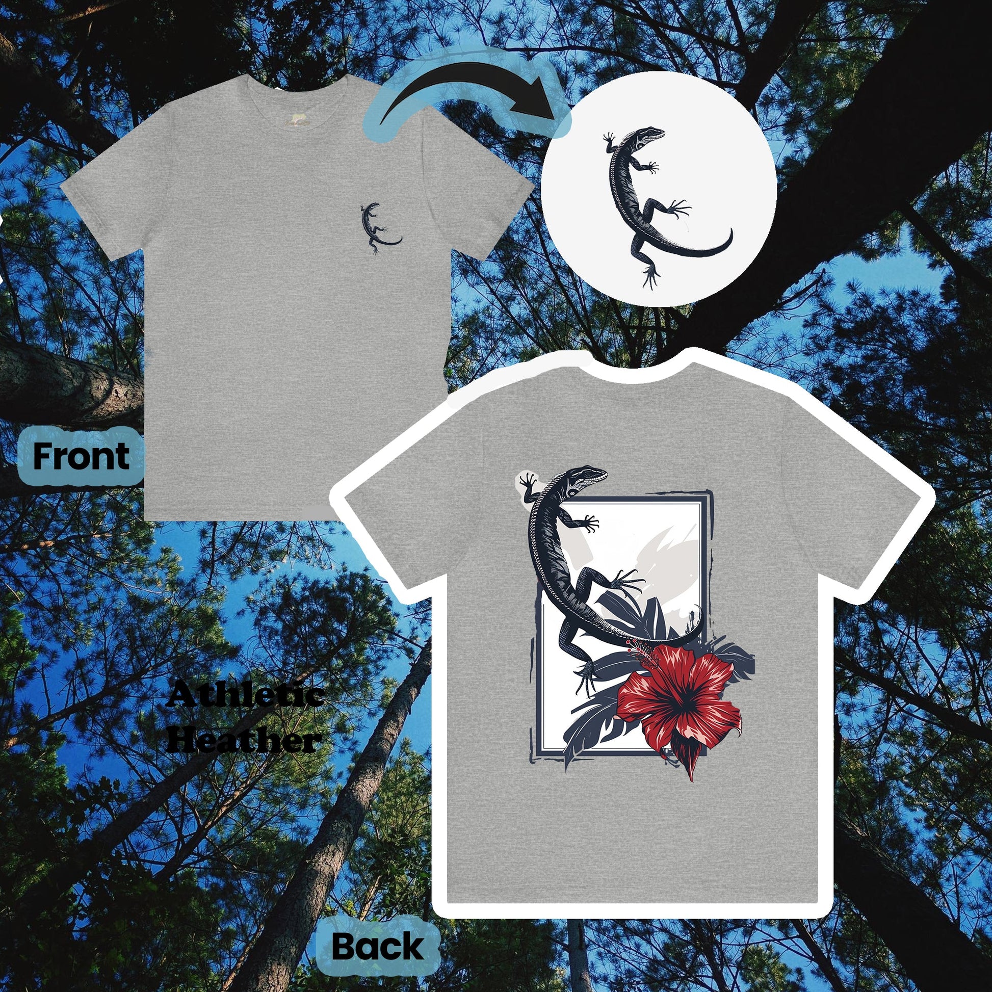 Lizard and Hibiscus 2-Sided Unisex Tee | Branch and Stick Branch and Stick