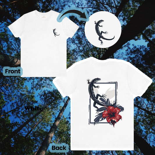 Lizard and Hibiscus 2-Sided Unisex Tee | Branch and Stick Branch and Stick