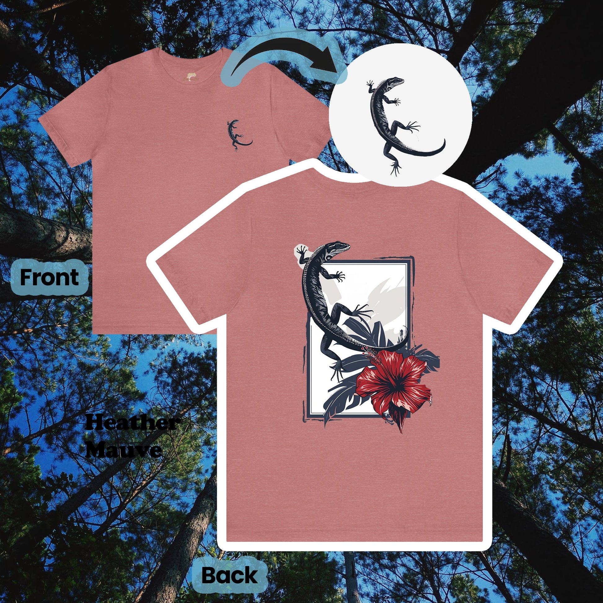 Lizard and Hibiscus 2-Sided Unisex Tee | Branch and Stick Branch and Stick