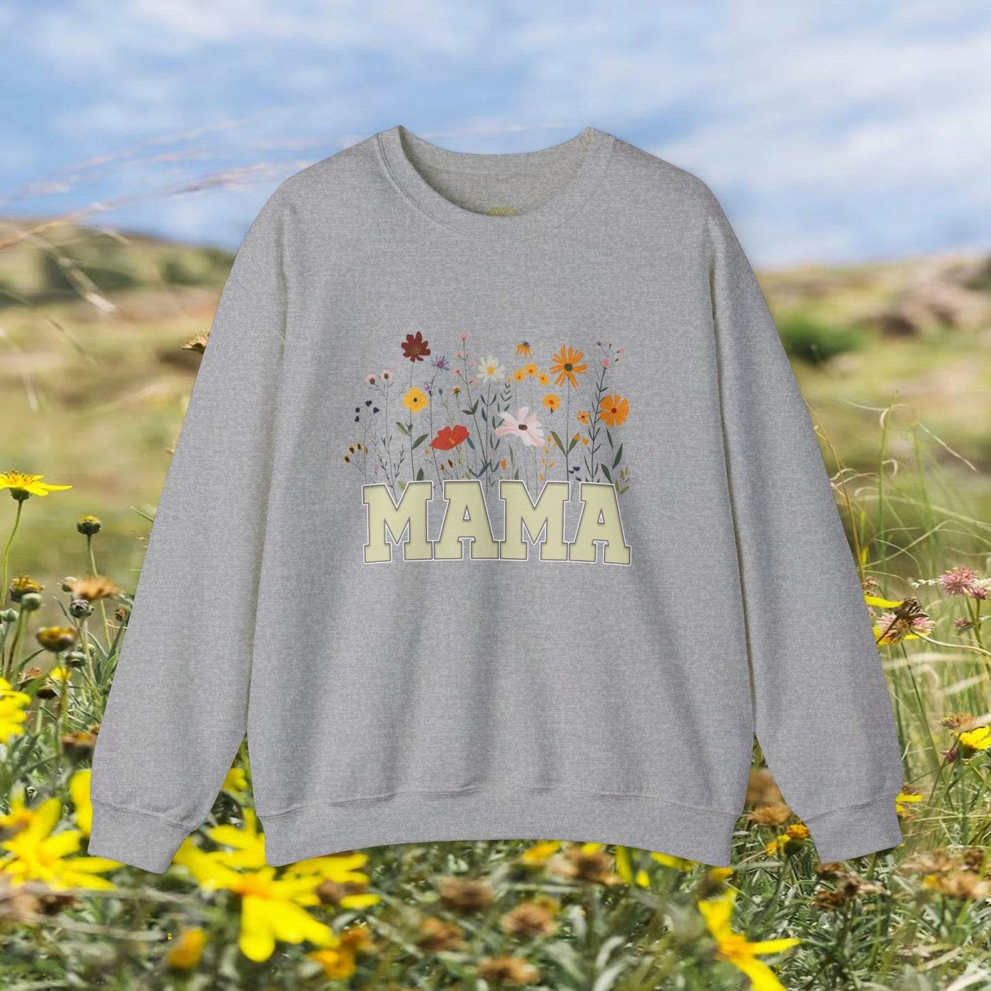 Mama Wildflower Collection | Branch and Stick | Crewneck Sweatshirt Unisex Heavy Blend™ Branch and Stick