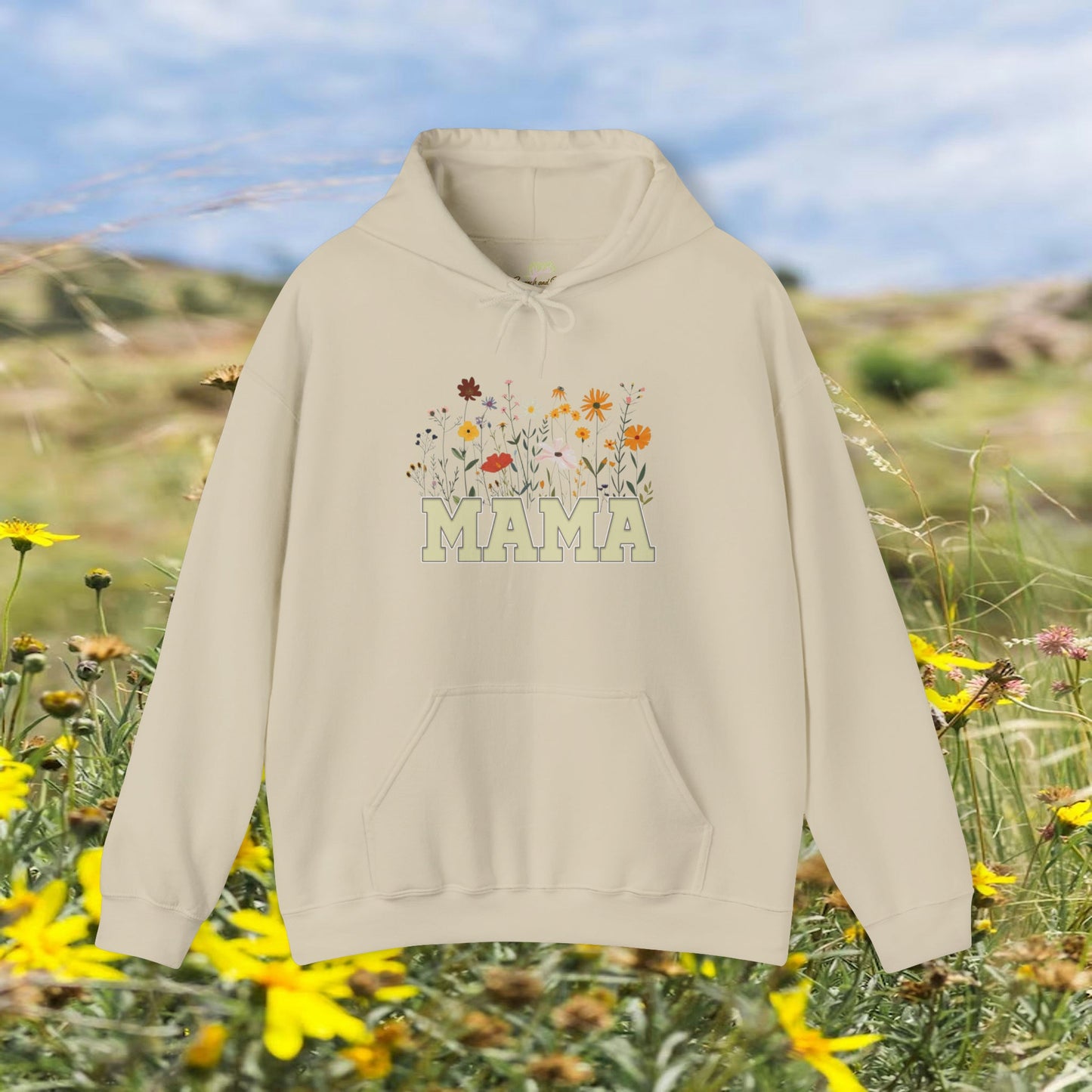 Mama with Wildflowers Hooded Sweatshirt Unisex Heavy Blend™ | Branch and Stick Branch and Stick