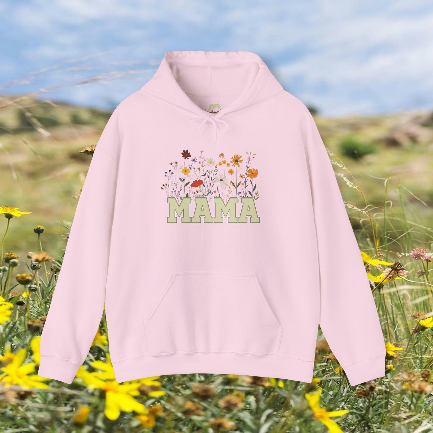 Mama with Wildflowers Hooded Sweatshirt Unisex Heavy Blend™ | Branch and Stick Branch and Stick