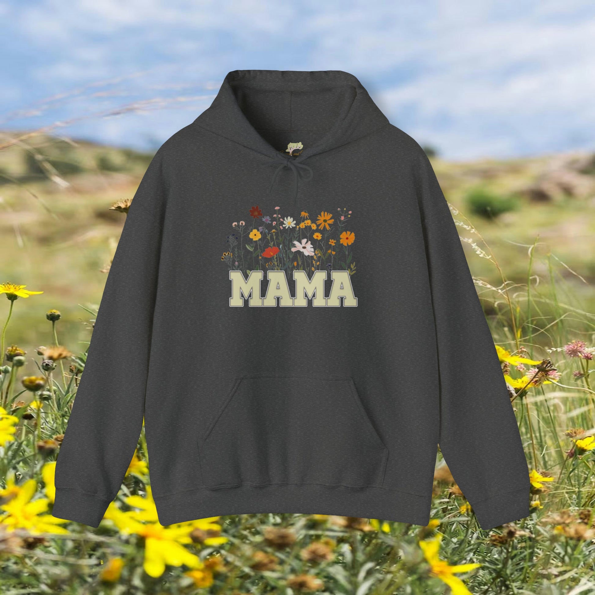 Mama with Wildflowers Hooded Sweatshirt Unisex Heavy Blend™ | Branch and Stick Branch and Stick