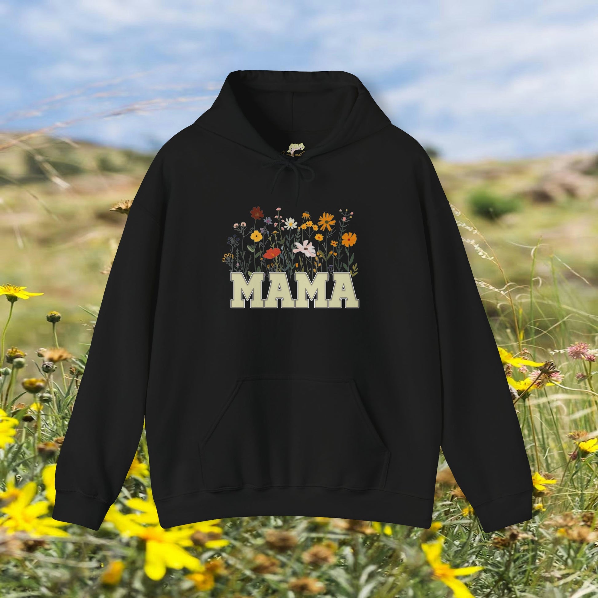Mama with Wildflowers Hooded Sweatshirt Unisex Heavy Blend™ | Branch and Stick Branch and Stick