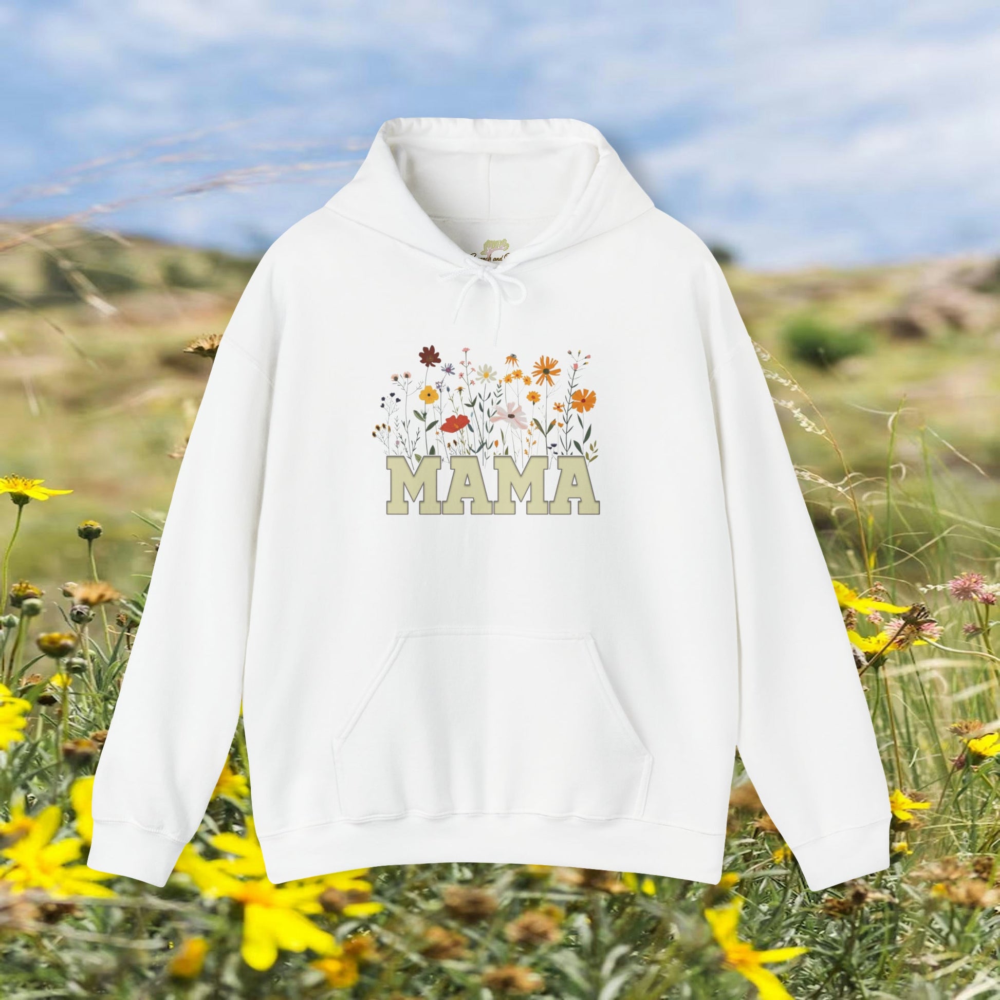 Mama with Wildflowers Hooded Sweatshirt Unisex Heavy Blend™ | Branch and Stick Branch and Stick