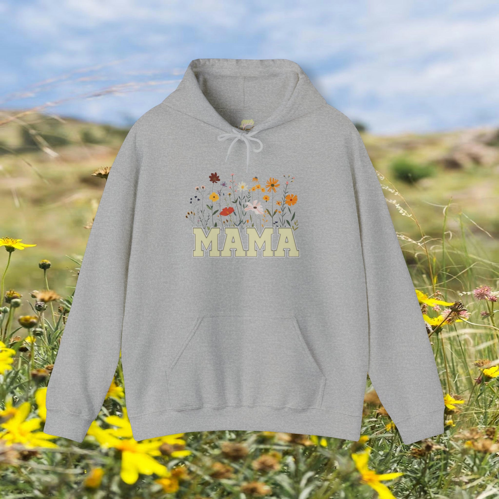 Mama with Wildflowers Hooded Sweatshirt Unisex Heavy Blend™ | Branch and Stick Branch and Stick