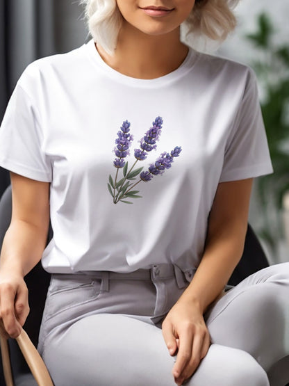Minimalistic Lavender Trio Unisex T-Shirt | Three Lavender Designs Branch and Stick