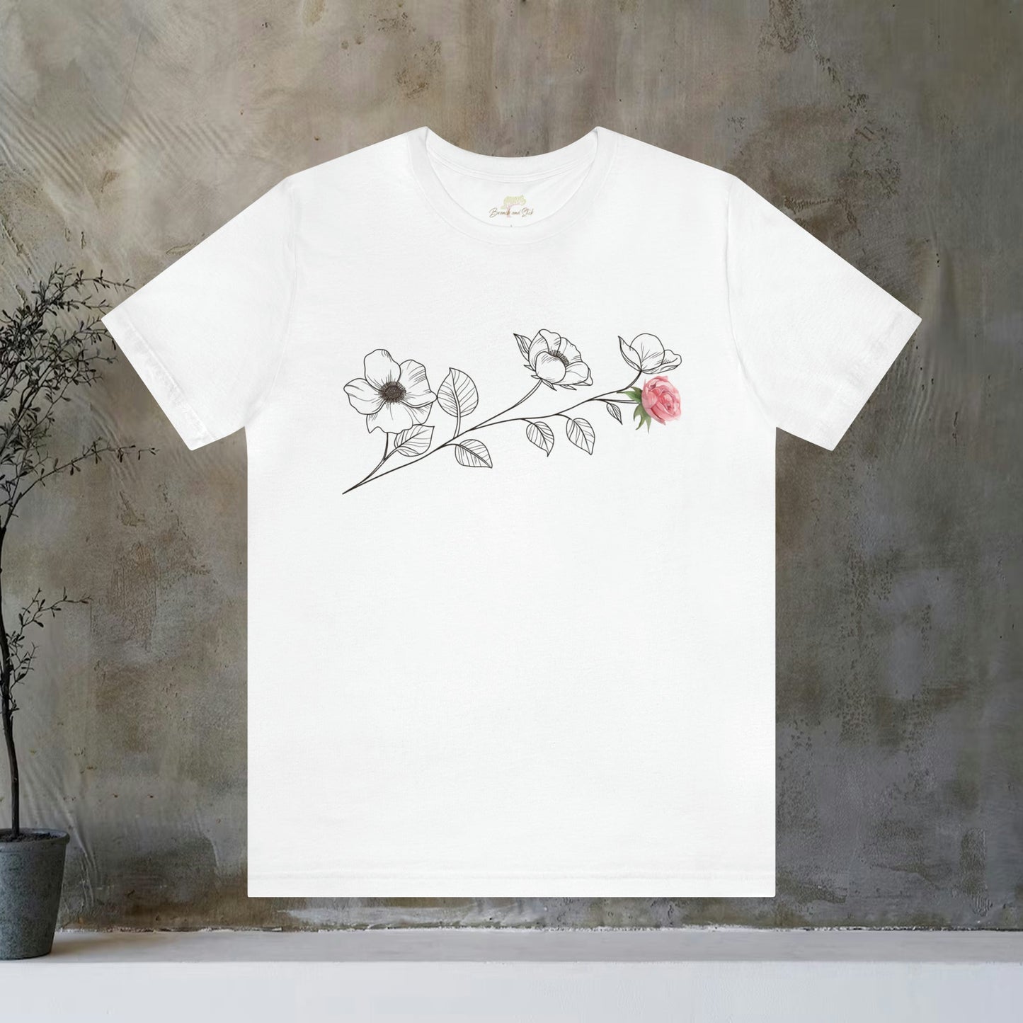 Minimalistic Roses Wildflowers Unisex Tee | Branch and Stick Branch and Stick