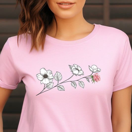 Minimalistic Roses Wildflowers Unisex Tee | Branch and Stick Branch and Stick