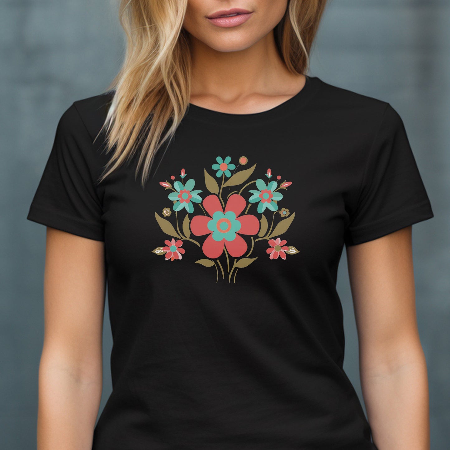 Minimalistic Wildflowers Folk Art Design Unisex Tee | Embrace Playful Style Branch and Stick