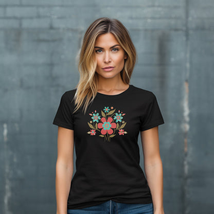 Minimalistic Wildflowers Folk Art Design Unisex Tee | Embrace Playful Style Branch and Stick